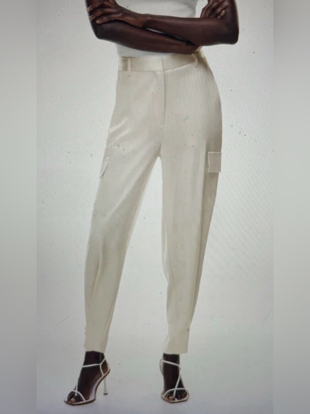 Babaton Refined Satin Cargo High Rise Buckle Cuff Ankle Pants Size 6